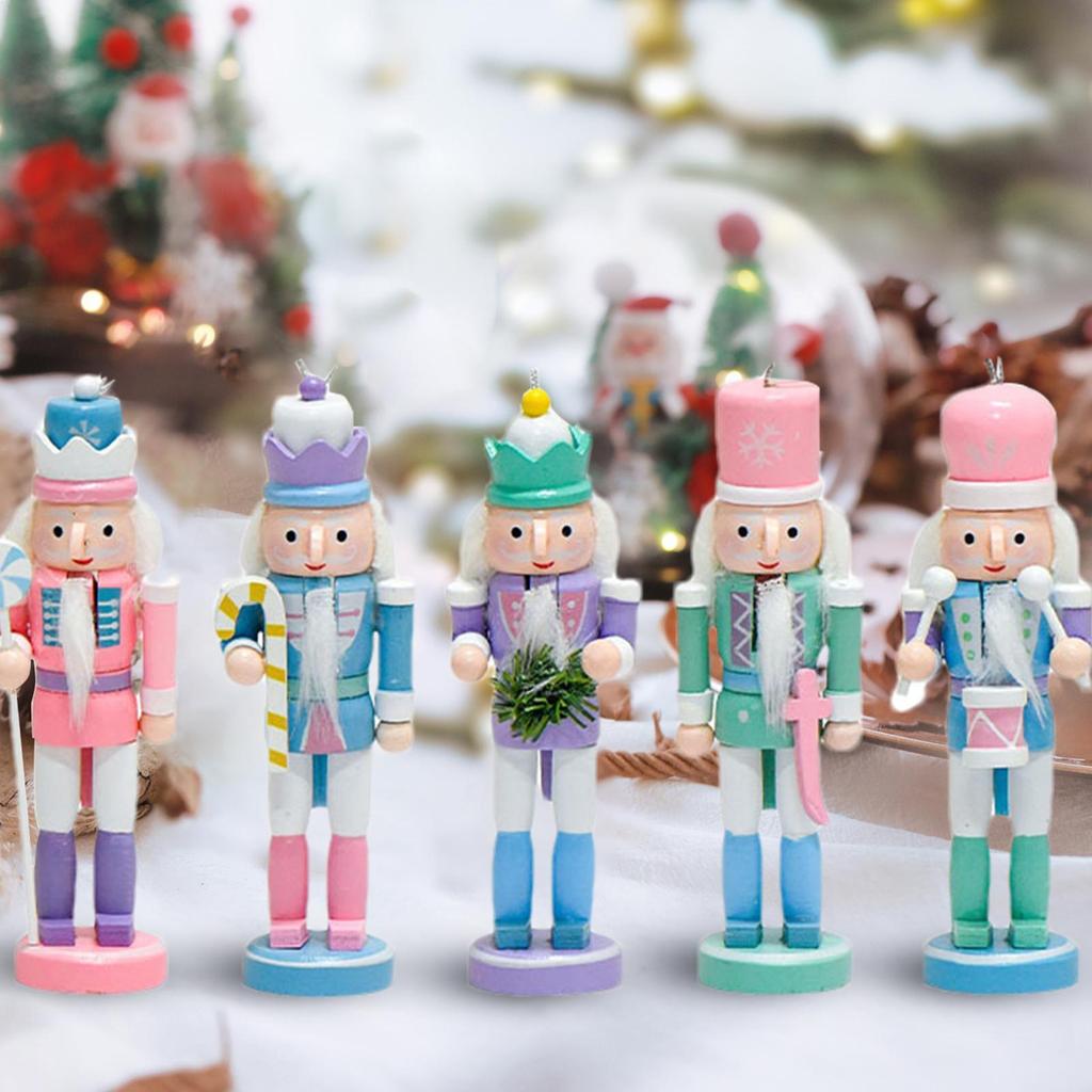 Christmas Nutcracker Figurines 5 Pieces Festival Desk Display Ornament Nutcracker Christmas Decoration Figurines For Home