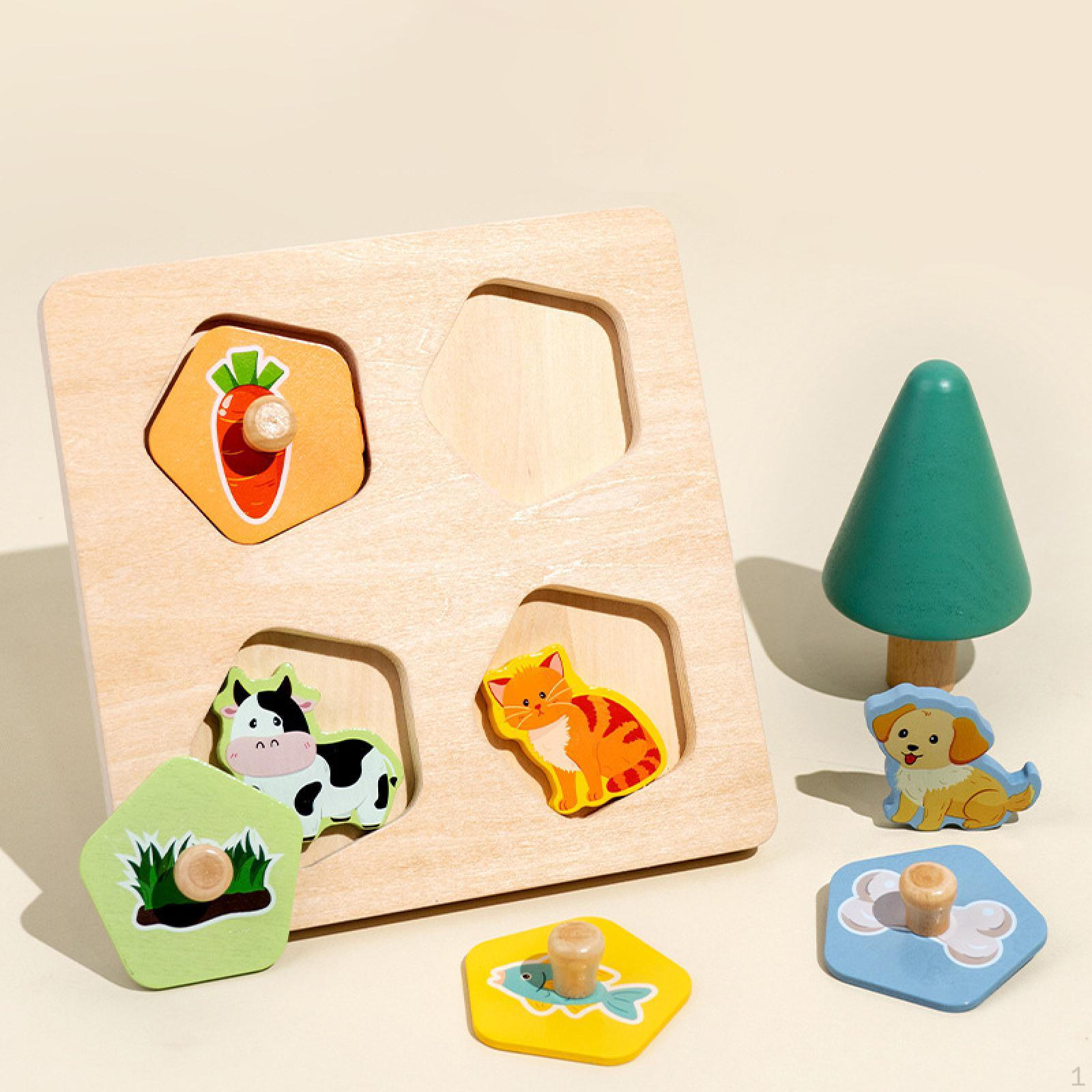 

Wooden Puzzles for Kids Toddler Puzzle Preschool Shape Sorter Match & Find Activities Unique