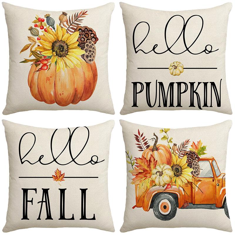 New Harvest Festival Autumn Cushion Pumpkin Vase Sunflower Home Cushion Pillow Cover