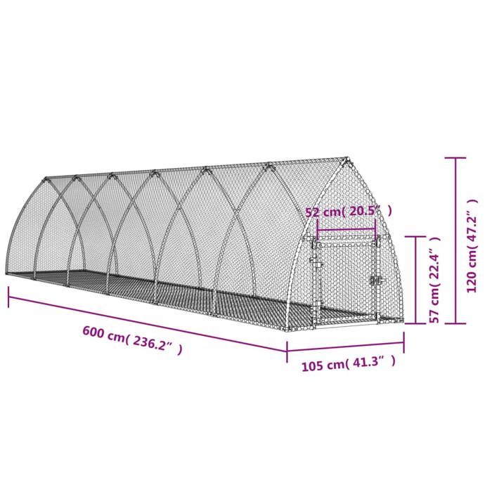 VidaXL Hutch, Rabbit Cage with Door, Chicken Coop, Outdoor Run for Ducks Small Animals, Silver Steel 3281529