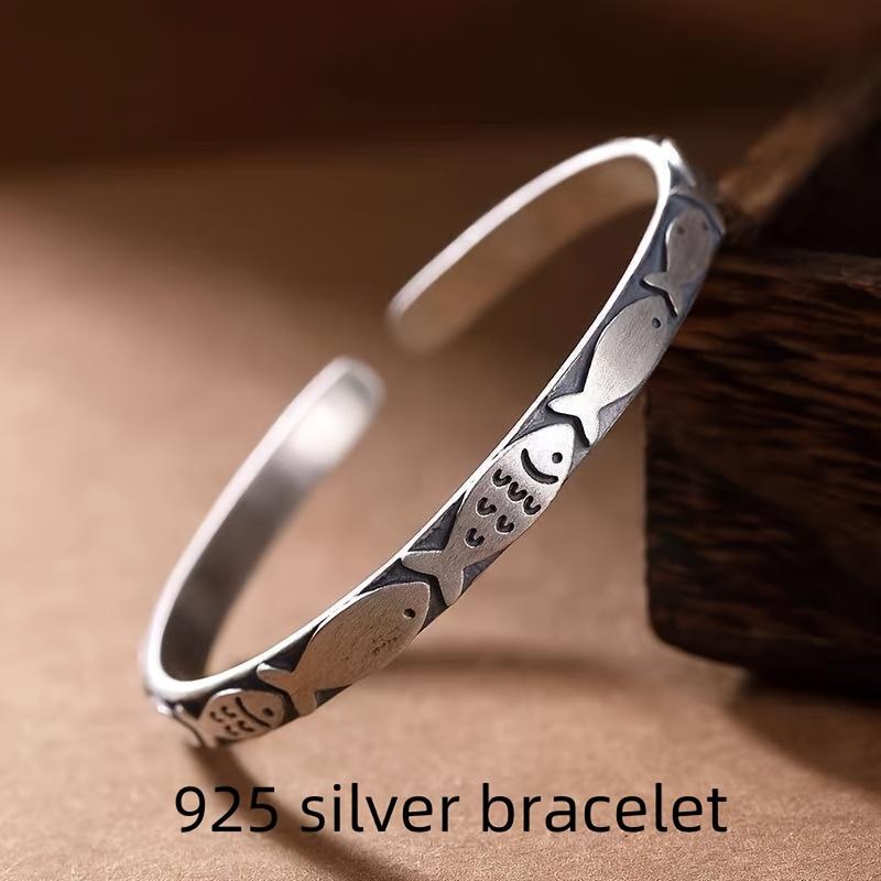 925er Sterling Silber Fisch-förmiges Armband, Vintage und eleganter Stil, ein passender Schmuck für den Valentinstag und alle Jahreszeiten