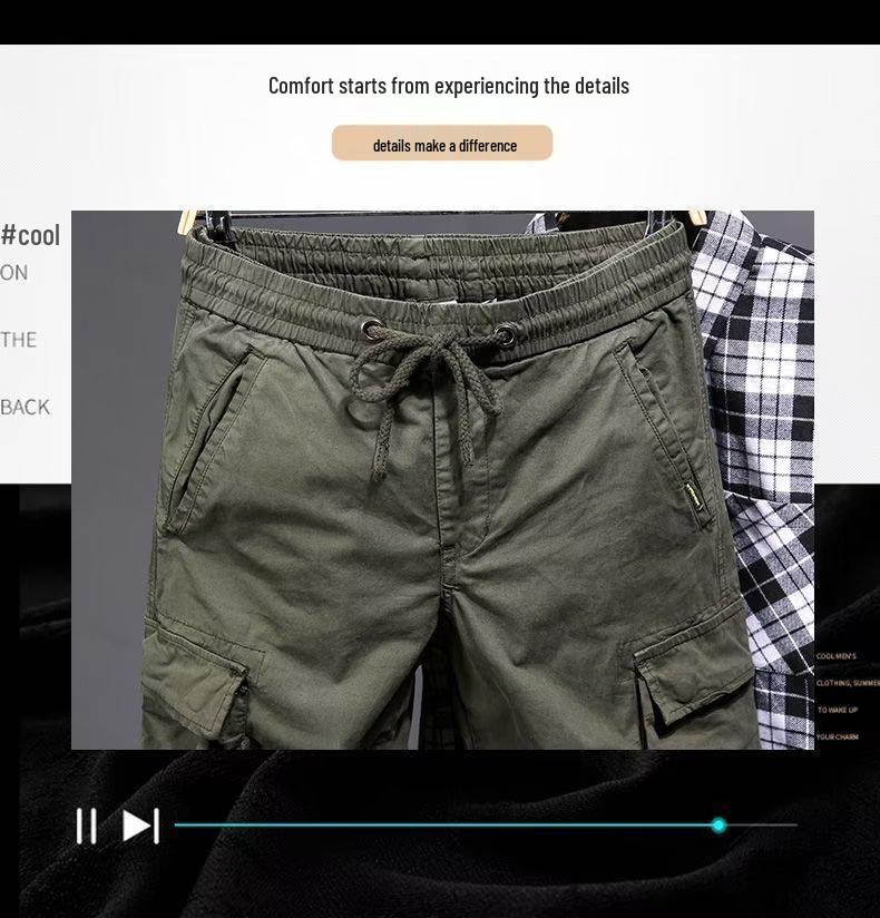 Men's Elastic Ice Silk Cargo Pants - Summer, Loose Fit, Plus Size, Work Wear, Wear-Resistant Construction Trousers
