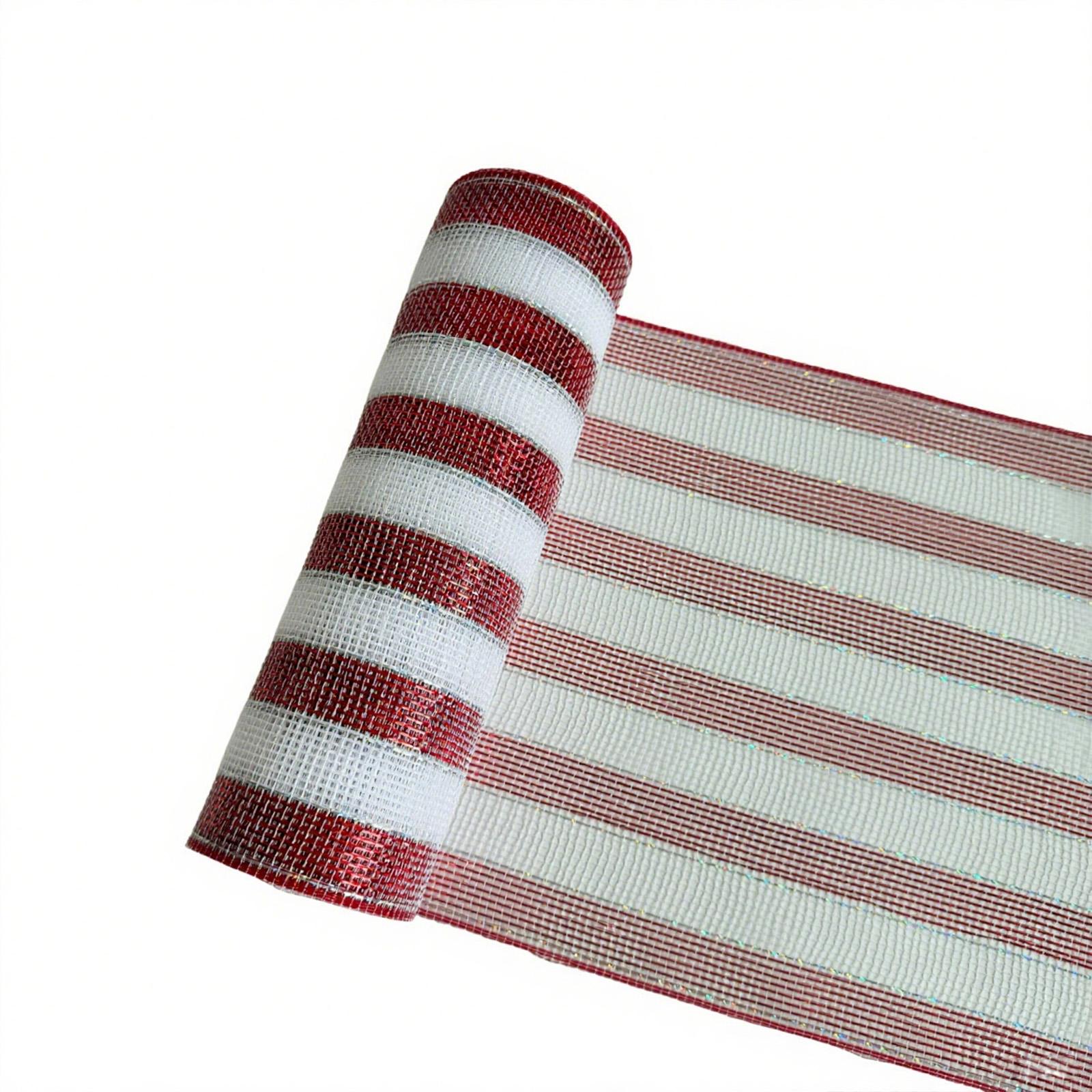 

Christmas Candy-colored Red And Whitestriped Net Roll Diy Christmas Tree Decoration Ribbon Ribbon PP Net One Size
