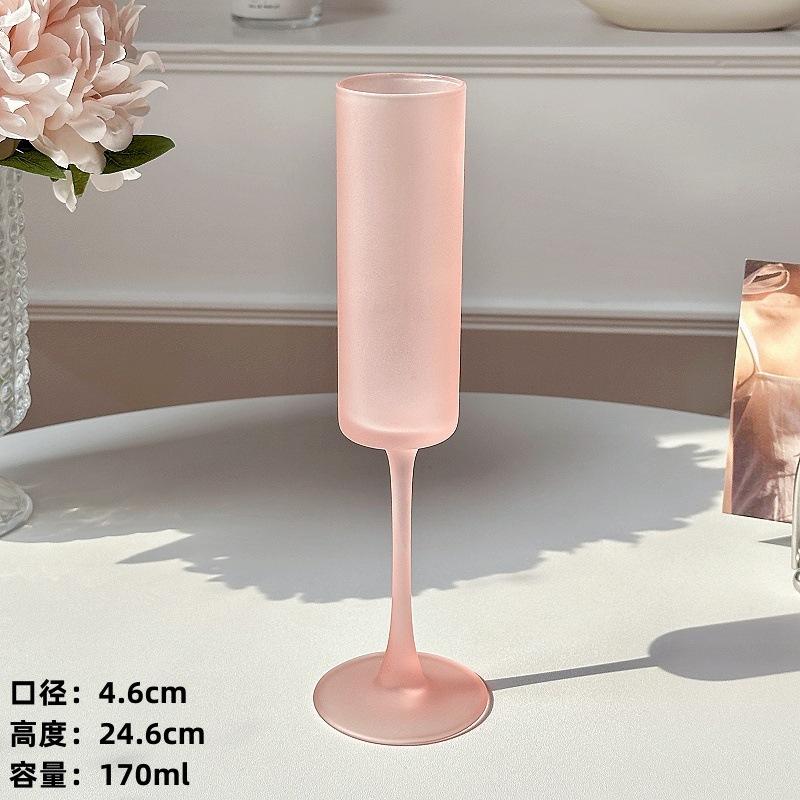 

Frosted Pink Stem Glasses Cylinder Champagne & Cocktail Glass Matte Finish Barware Set Aesthetic Drinkware for Party Decor 101-200ml