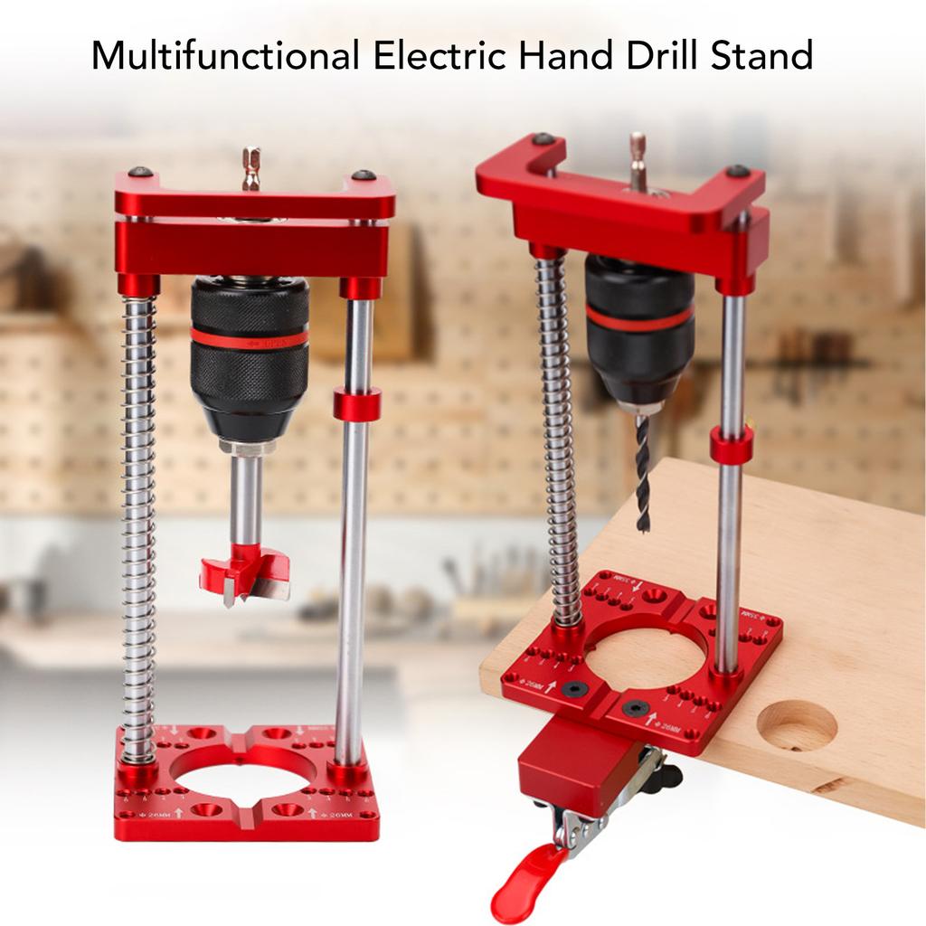 Hand Drill Holder Hand Electric Drill Holder Handheld Bench Drill Fixing Bracket 35mm Hinge Hole Locator for Woodworking