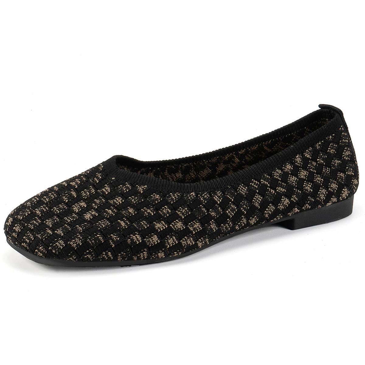 Новые женские повседневные вязаные туфли большого размера Flying Woven Flat Breathable 36 чёрный 1729₽