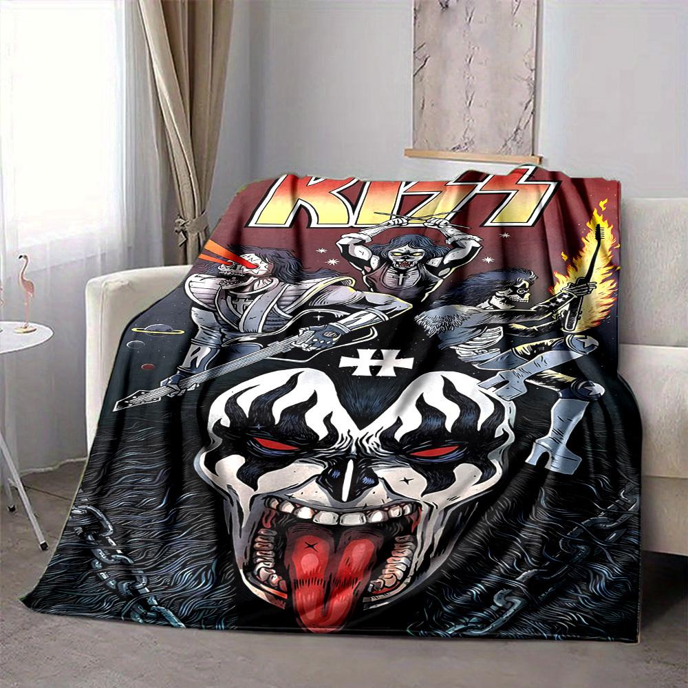 1pc KISS Band Flannel Blanket, Soft Skin Friendly with Digital Printing, Various Sizes Available for Family, Friends, Birthday