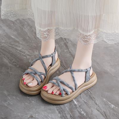 Maternity Casual Sandals Women's Soft-soled Non-slip Summer Popular Skirt Shoes Size 34 Thick-soled Roman Beach Shoes