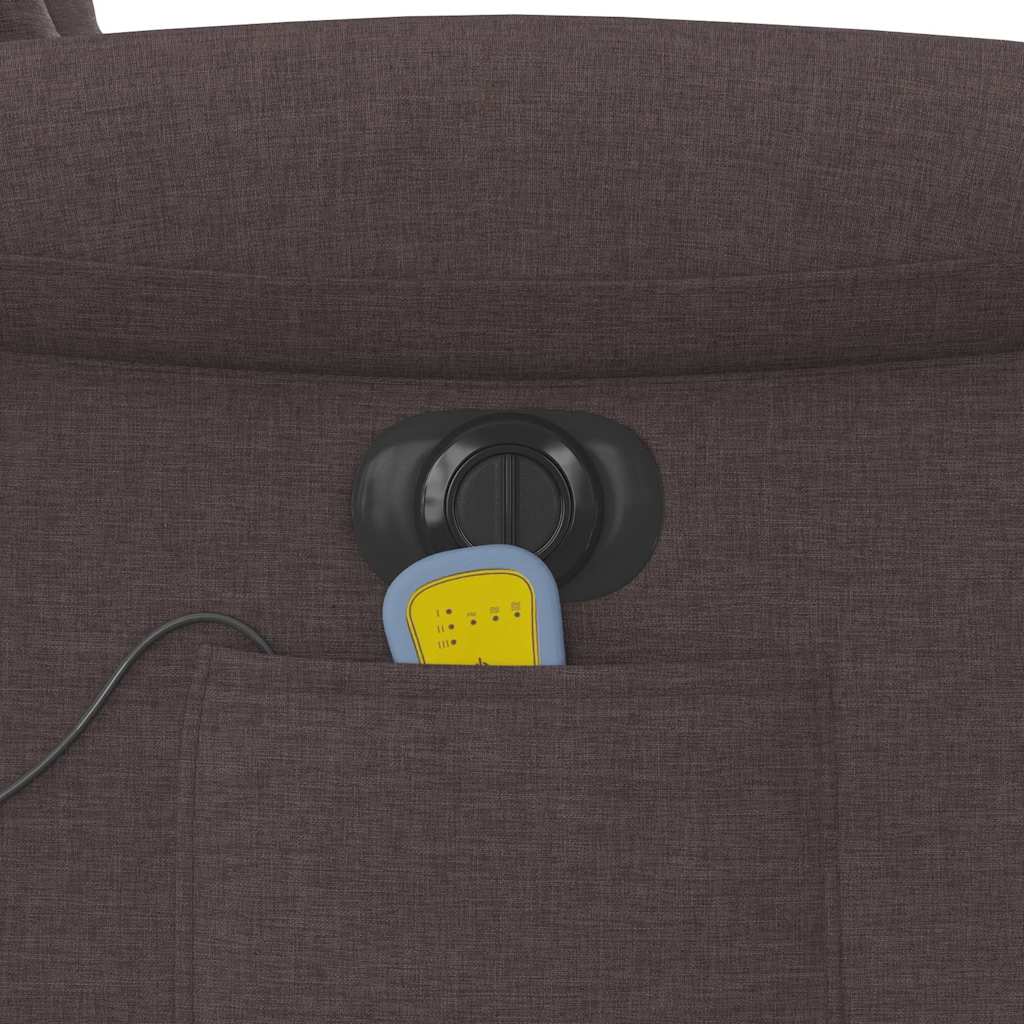 Electric Massage Recliner with Rising Function Dark Brown Fabric