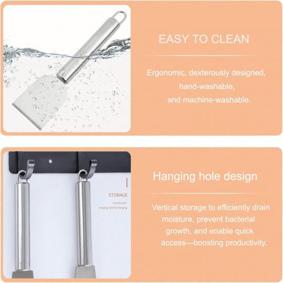 2 PCS Stainless Steel Scrapers – Multifunctional Scraper Cleaning Tool for Cookware, Stovetop, Adhesive, Oven Racks, Grout, Grill & Glass, Durable
