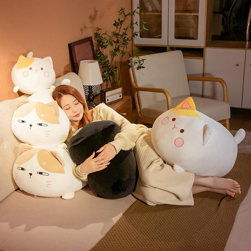 Fat house fat cat doll plush toy lying down cat throw pillow girls accompany sleeping doll birthday gift