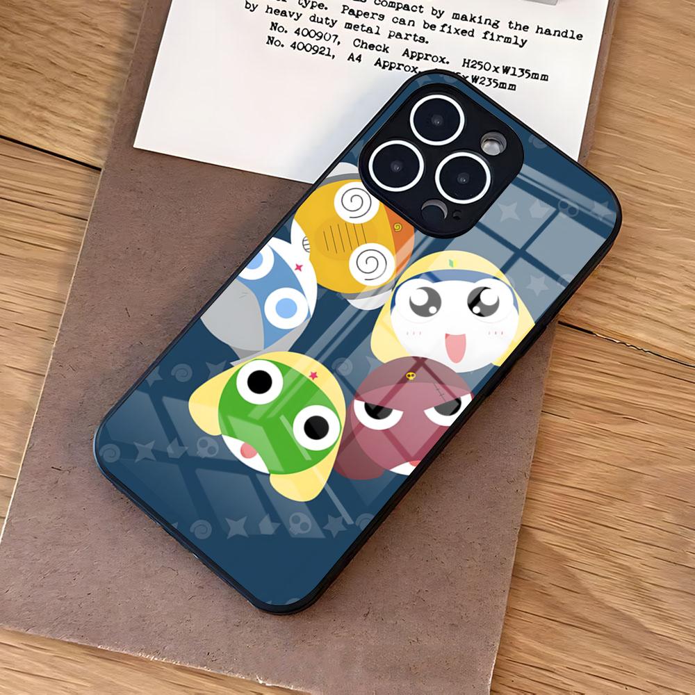 Keroro G-Gunsou Frog Phone Case For IPhone 17 Air 16 E Pro Max 15 14 13 Mini 12 Pro 11 Max Plus Black Glass Cover