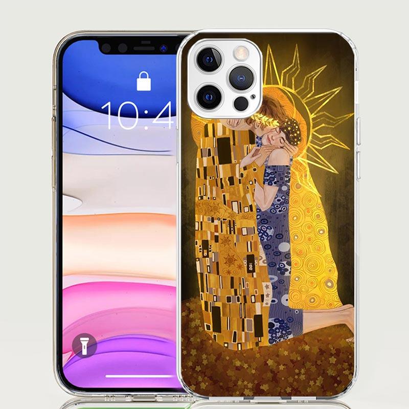 Kiss by Gustav Klimt Desig Case Phone Cover for Apple iphone 16 15 14 13 12 Mini 11 Pro Max 16E X XS XR 7 Plus 8 + SE 2020 Trend