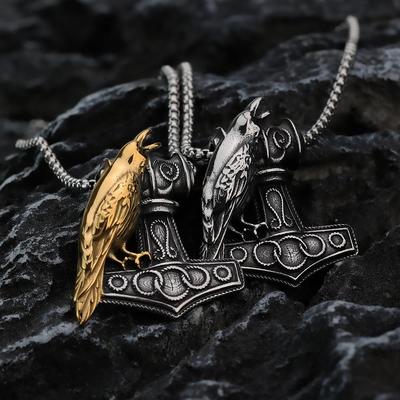 European Best-seller: Raven Anchor Pendant, Vintage Nordic Viking Celtic Stainless Steel Necklace