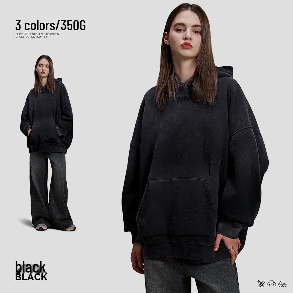 Unisex Trendy High Street Monkey Spray Paint Loose Hoodie – Autumn/Winter Plus Velvet Pullover