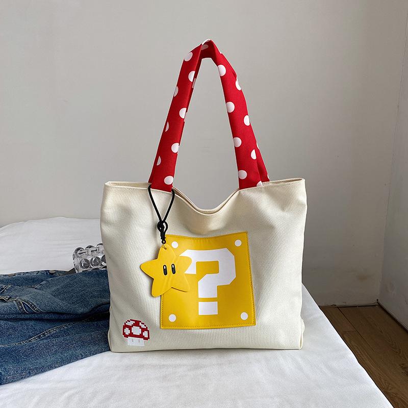 

Commuter large-capacity canvas bag, women s new versatile shoulder bag, college student class tote bag