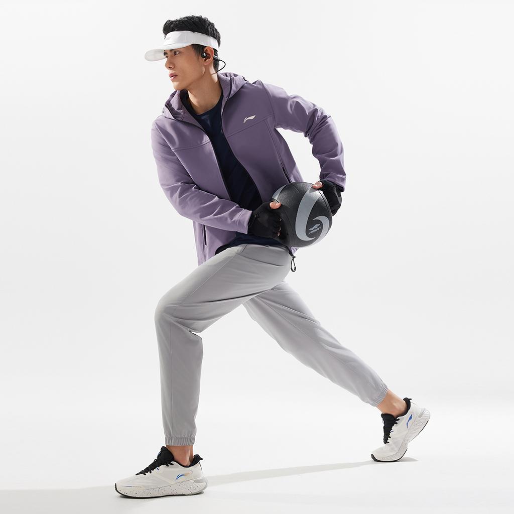 Li-Ning Casual Solid Color Tapered Knit Sports Pants Men bottoms Geological-Gray AYKV135-5