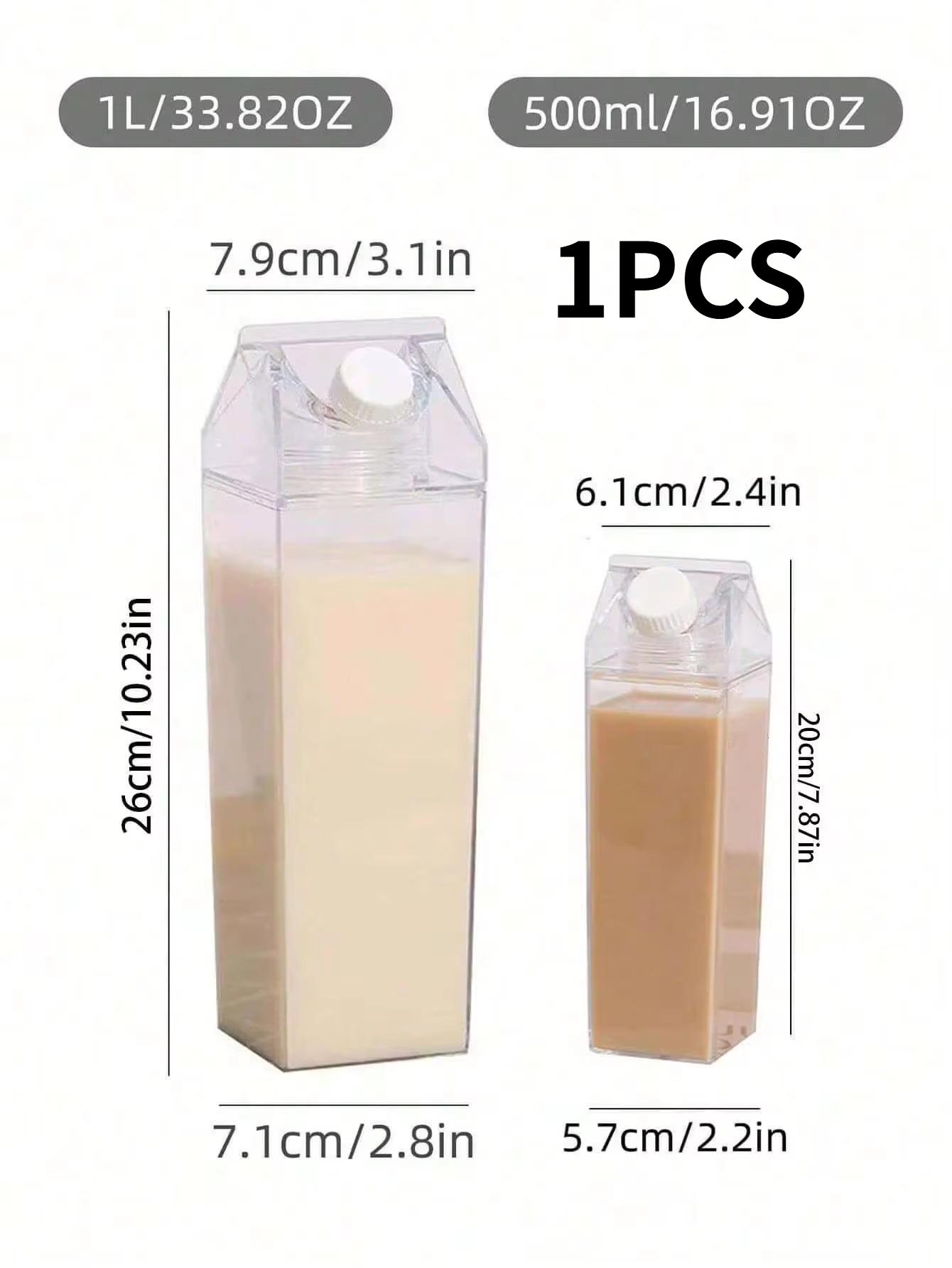 

500/600 мл Прозрачная пластиковая бутылка для воды в виде молочного пакета, Портативная бутылка для сока и чая, Вместимость, Идеально подходит для фестивалей и Рождества 0.5L