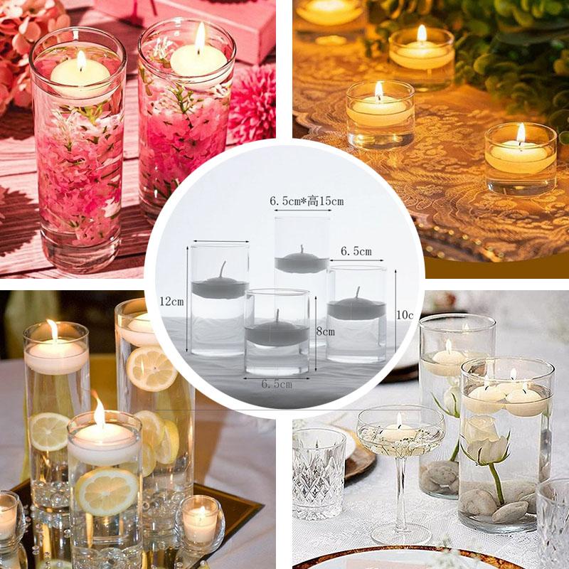 1pcs Clear Cylinder Glass Candle Holder   Floating Candles Round Vases  Wedding Living Room Decorative Party Supply LZT002