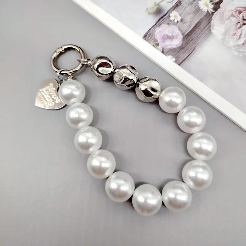 Creative Love Bead Chain Pendant DIY Mobile Phone Chain Handmade Bead Heart Pendant Decorative Accessories Pendant белый
