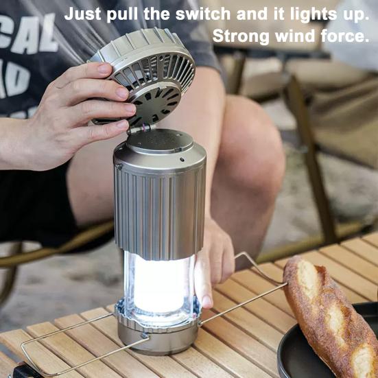 5-in-1 Portable LED Camping Lantern with Fan Bluetooth-compatible Speaker Solar