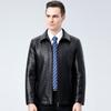 Middle-aged Autumn and Winter Leather Jackets for Men, Genuine Leather Sheepskin, Middle-aged and Elderly Dad's Outfits, Plus Fleece Leather Jackets