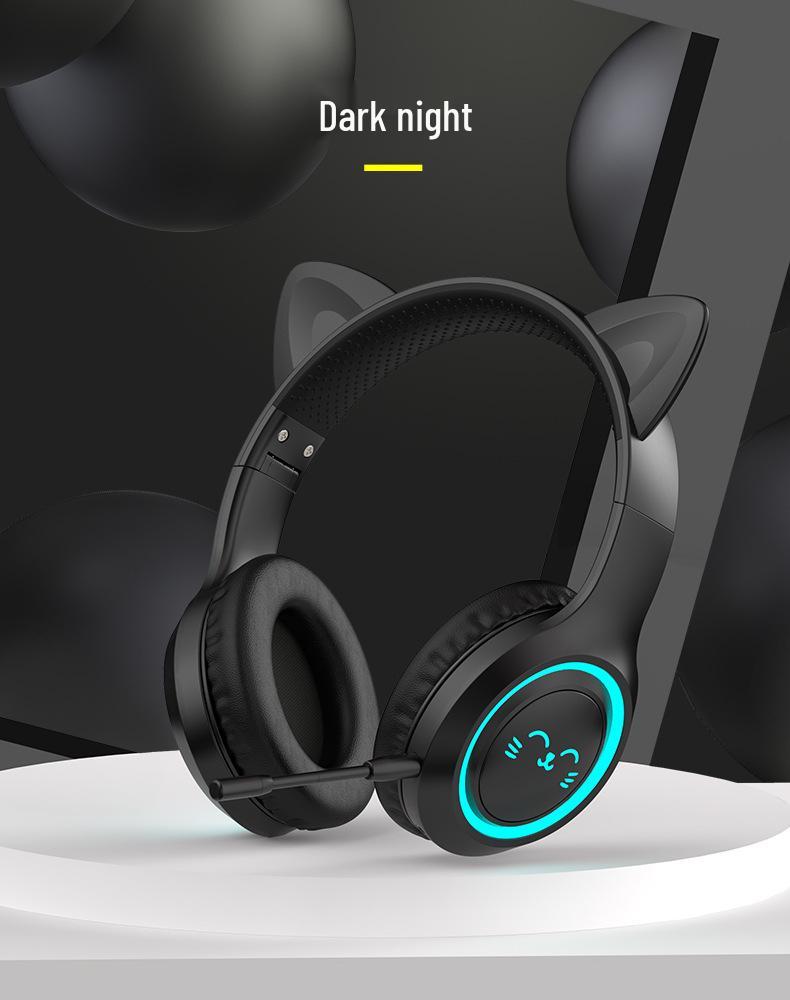 BH-300 Cat Ear Light-Up Bluetooth Headphones with Microphone for Live Streaming