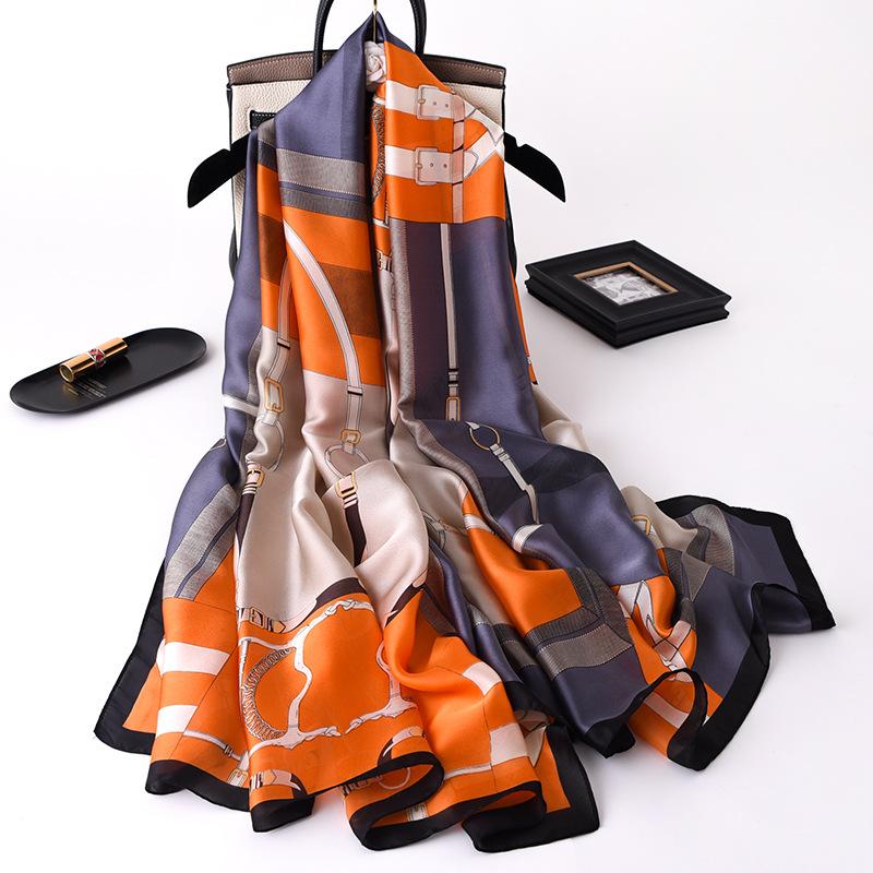 Spring Scarf Women'S Luxury Design Polyester Material Smooth Scarf Soft Shawl Beach