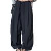 Womens White Drawstring Waist Wide Leg Pants Solid Color Casual Loose Fit Trousers