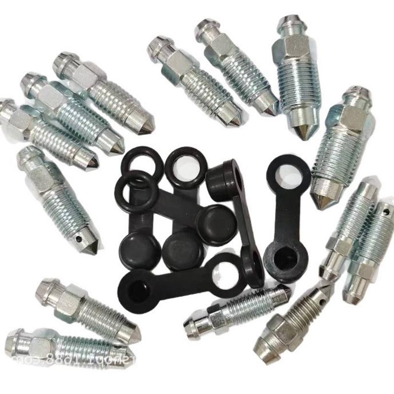 2/10Pcs Motorcycle Brake Caliper Oil Drain Deflation Screws M8 M10 With Rubber Cap For Caliper Air Bleed Nipple Bolts