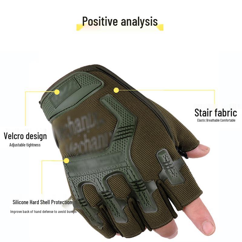 Men's Tactical Half-Finger Gloves: Non-Slip, Wear-Resistant, Anti-Scratch, Breathable for Outdoor Sports and Cycling