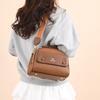 Women's PU leather top handle crossbody bag with multiple pockets, stylish contrasting color matching, and simple shoulder bag