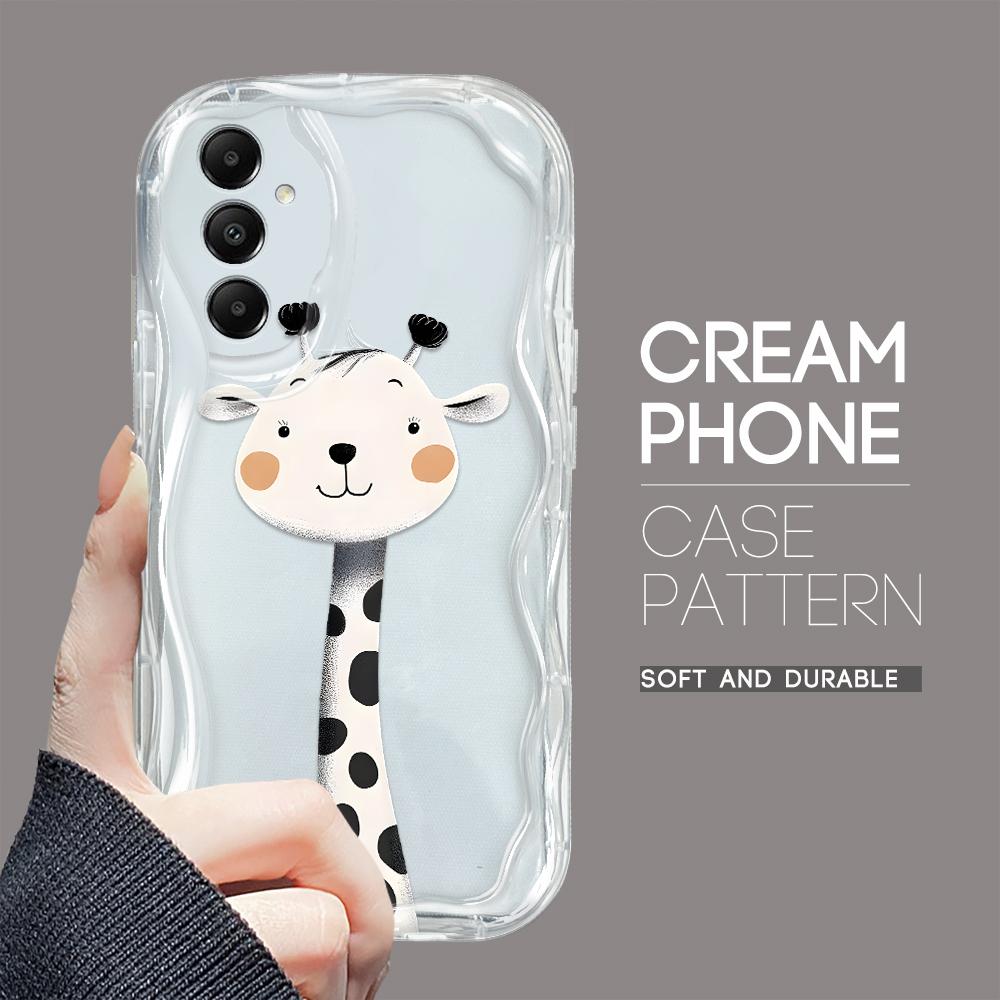 Søt tegneseriemønster krem tekstur deksel Bølget kant mykt silikondeksel Telefonveske for Samsung