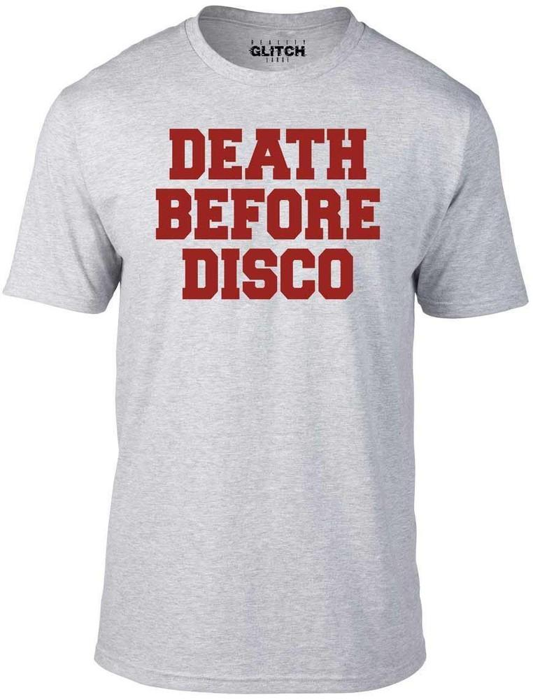 

Death Before Disco T-Shirt - Funny t shirt retro stripes music funk 80s S