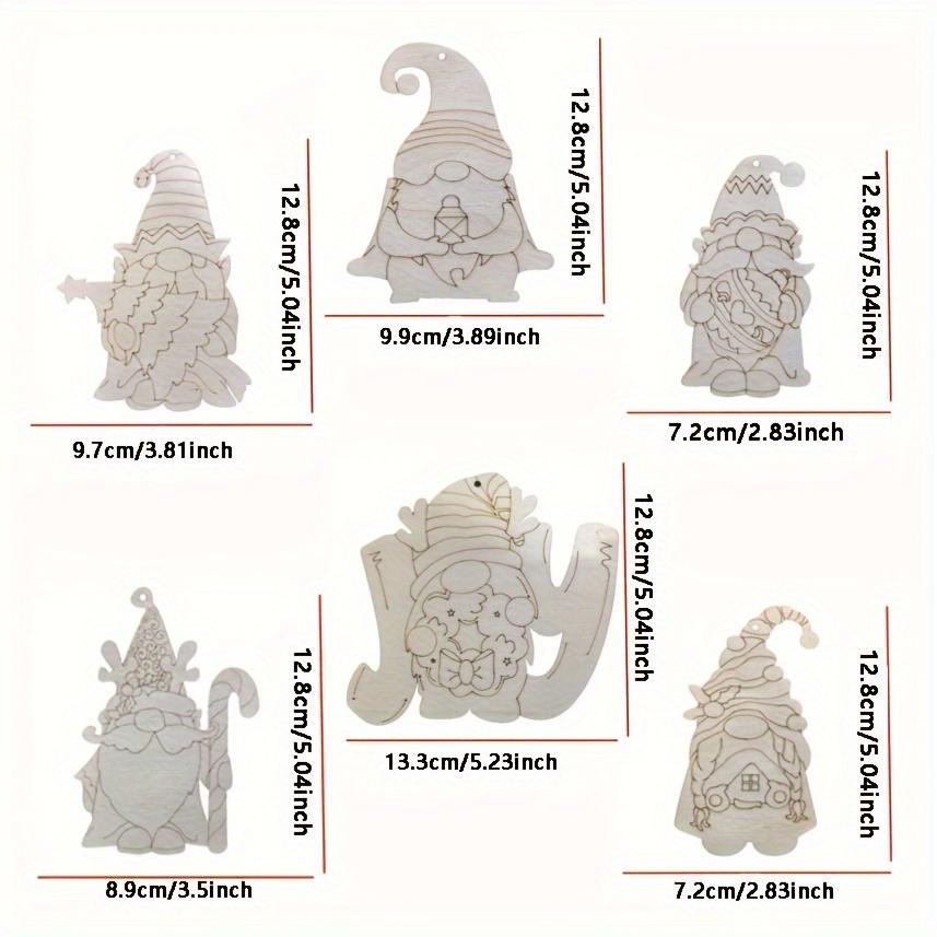 6/12/24/36 Unfinished wooden cut-outs, festive Christmas dwarf wooden decorations suitable for DIY crafts and painting
