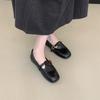 Retro square toe one-foot shoes women's 2025 autumn new suede beanie shoes soft flat Mary Jane small leather shoes