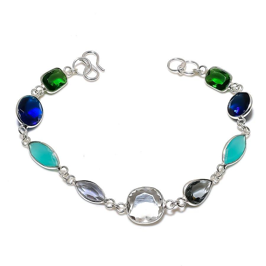 

Браслет ручной работы из стерлингового серебра 925 пробы с натуральным белым топазом 7-8 дюймов l4E24