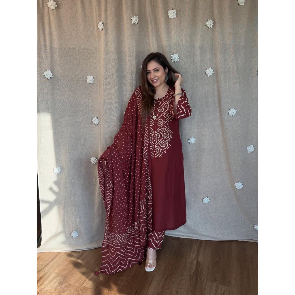 Ensemble Salwar Kameez Mariage Bordeaux Designer pour Femme Ensemble Ethnique Kurta Pantalon Dupatta