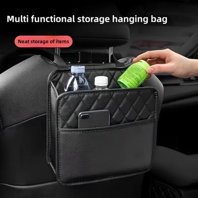 PU Car Seat Organizer Sturdy Easy To Clean Storage Bag with Multi Compartments for Wallets, Paper Towels More Large Capacity Neat Interior