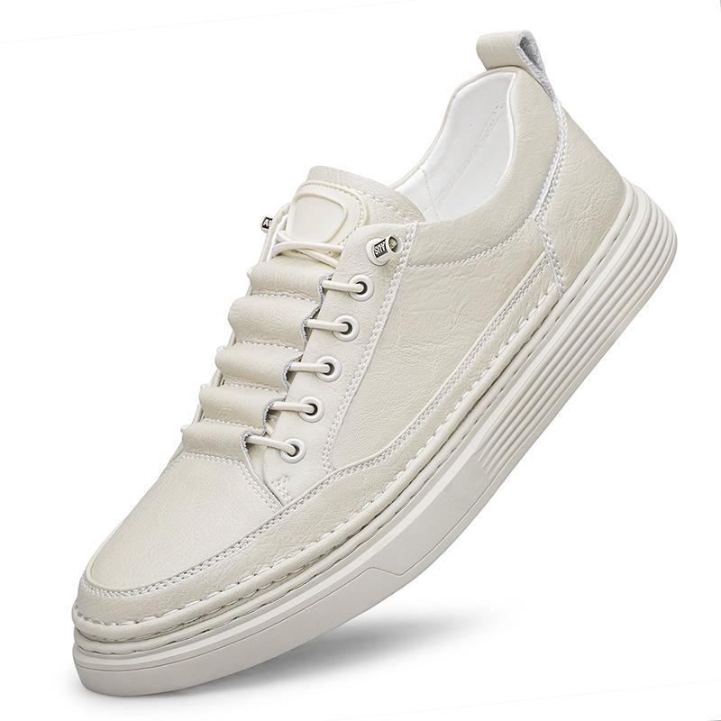 Men's shoes large size leather casual shoes fattened and widened retro board shoes foreign trade trend versatile lace-up free leather shoes