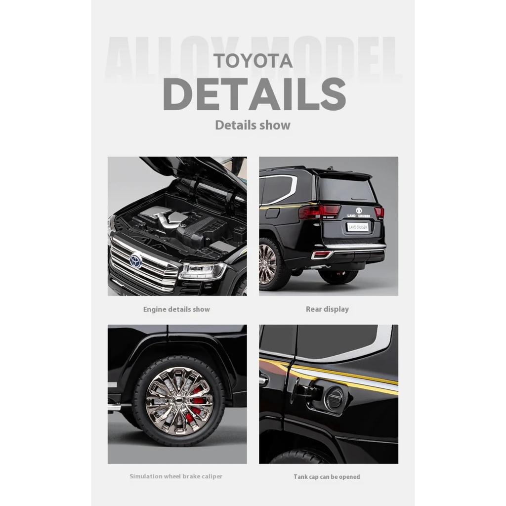 1/18 Scale Toyota Land Cruiser LC300 SUV Alloy Car Diecast Model Sound Light Toy Home Decoration Ornaments Collection Gift Kid Toy