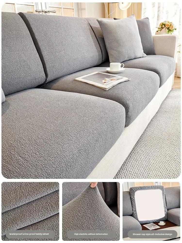 

Waterproof Sofa Seat Cushion Cover Elastic Protector Sofa Cover Pets Kid Livingroom Solid Color Sofas Slipcover Case 1/2/3/4Seat Back cover темно-сірий колір
