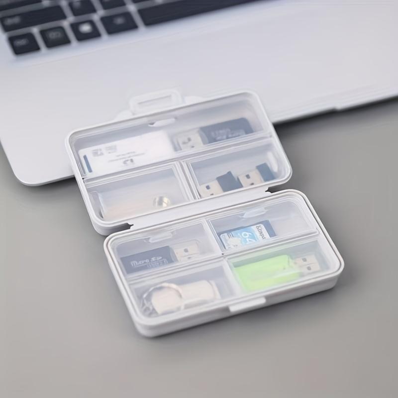Portable Foldable USB Flash Drive Organizer Box with Lid-Lightweight PP Material,Multi-Compartment Storage for Office Supplies