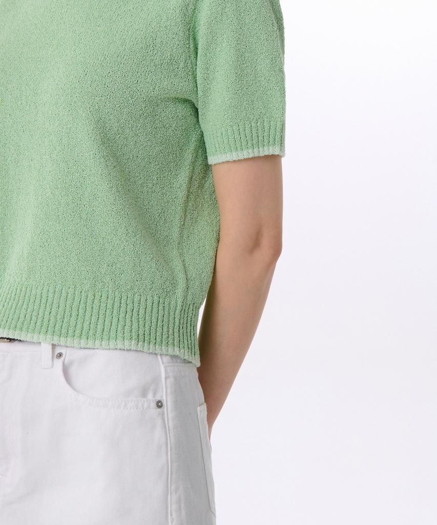 MUSINSA STANDARD WOMAN Women'S Mini Boucle Ringer Short Sleeve Knit [Green/Mint]