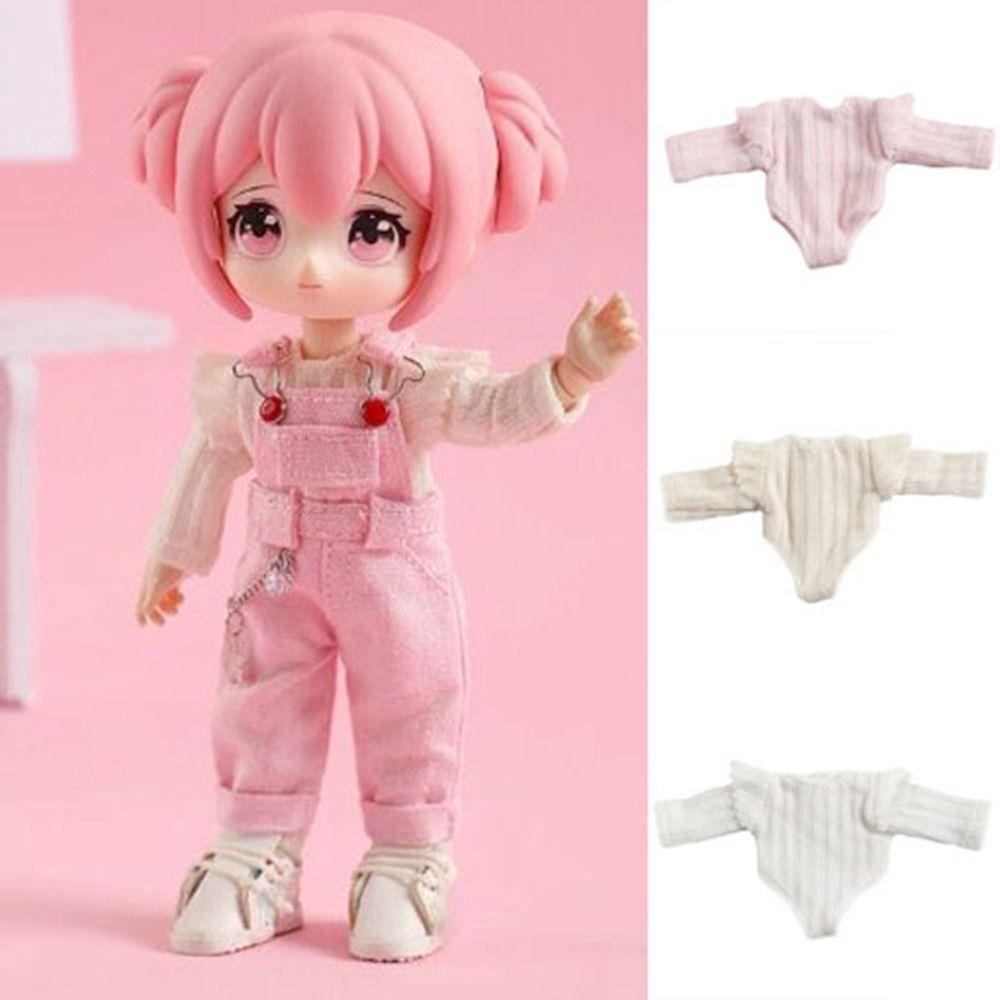 3 Colors Bottom Shirt Tops Fashion Long/Short Sleeve Shirts for 1/11 ob11 Dolls For 1/12 Bjd Dolls