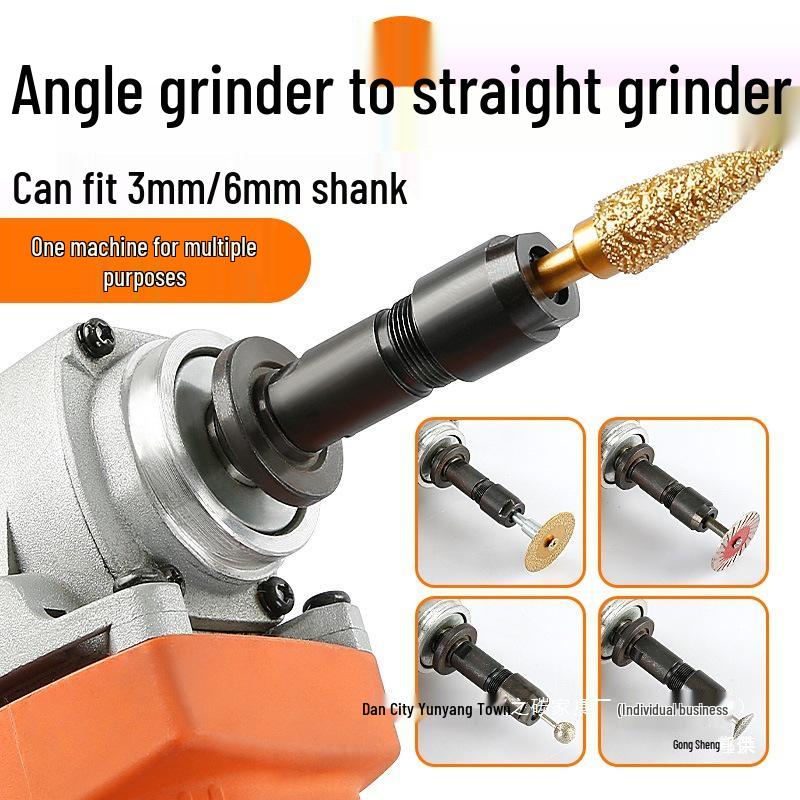 Angle Grinder to Straight Grinder Conversion Head with Variable Speed and Stone Grinding Capabilities