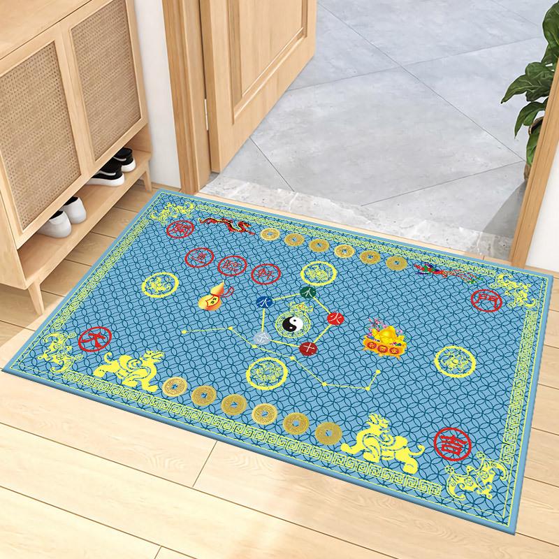 Seven Stars Luck & Fortune Entrance Mat with Five Emperor Coins