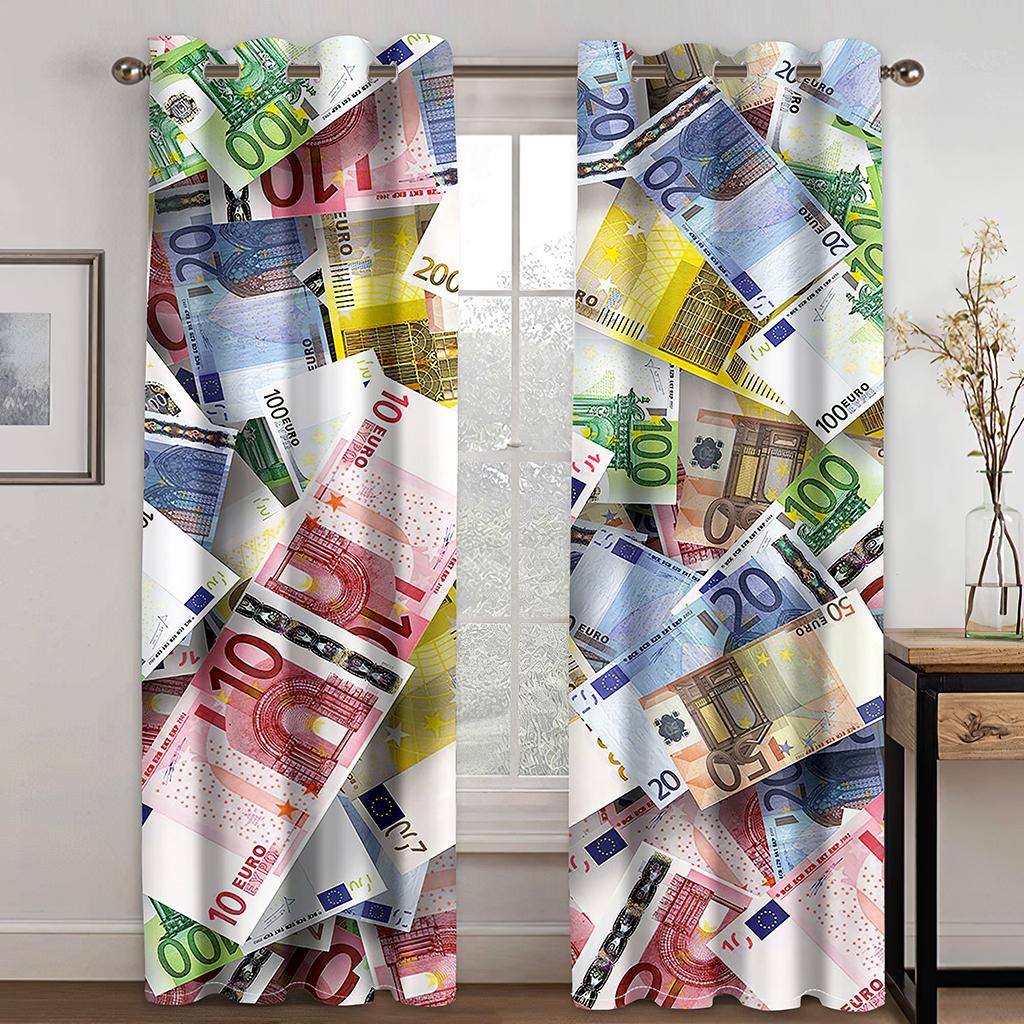 

100$ Деньги доллар узор тонкие шторы для гостиной жалюзи оконные шторы для спальни кухни 2 панели cortinas люверсы сверху (W50H130cm)-2pcs&Grommet Top