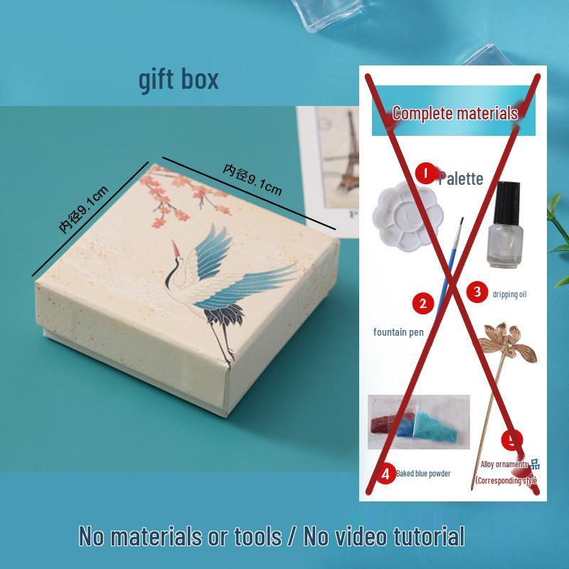 Blue Enamel Hairpin DIY Kit: Cloisonné Wire & Dripping Oil Design – Perfect for Brooch and Birthday Gift