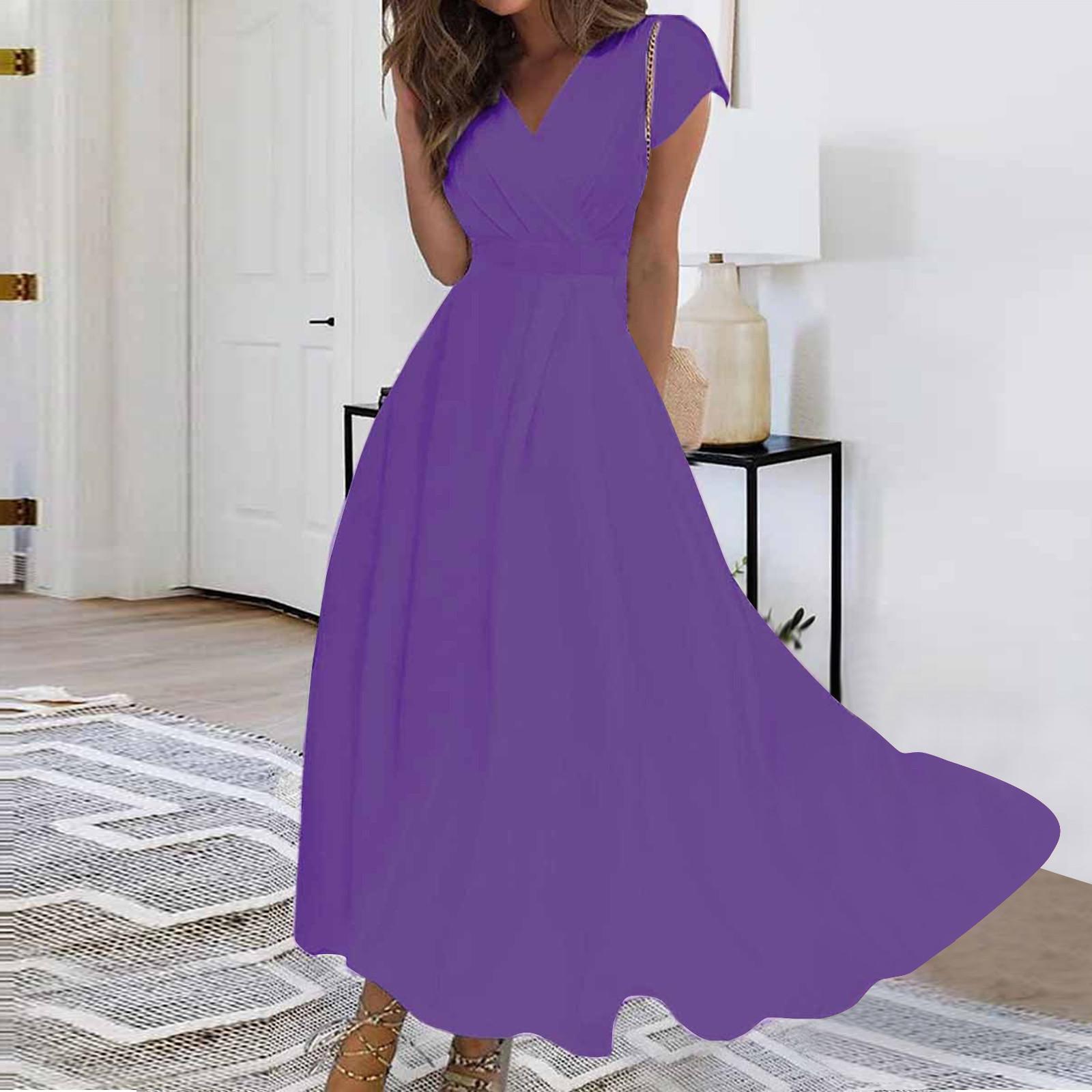 

Жен. Длинное платье Платье макси Повседневное платье Шифоновые платья Свободное платье Сплошной цвет На каждый день Для взрослых На открытом воздухе Повседневные платья С рюшами С короткими рукавами Платье с v-образным вырезом XXXL фиолетовый